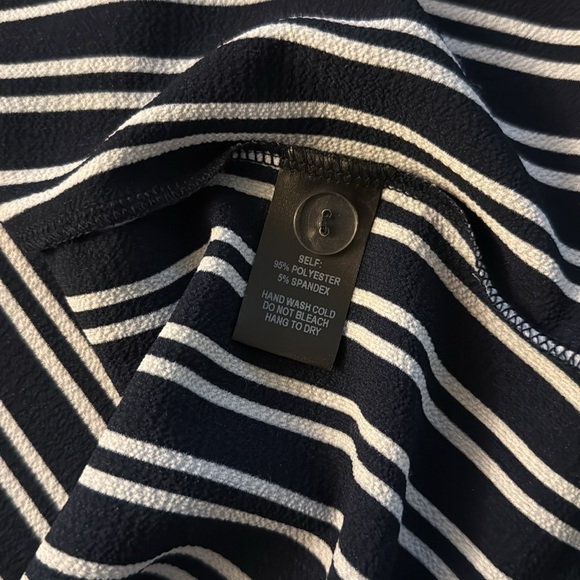 Lulus Start Anew Blue and White Striped Wrap Midi Skirt Small - Picture 8 of 12